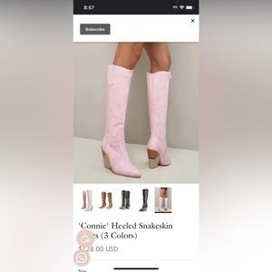 'Connie' Heeled Snakeskin Boots Size 10.5 US 41